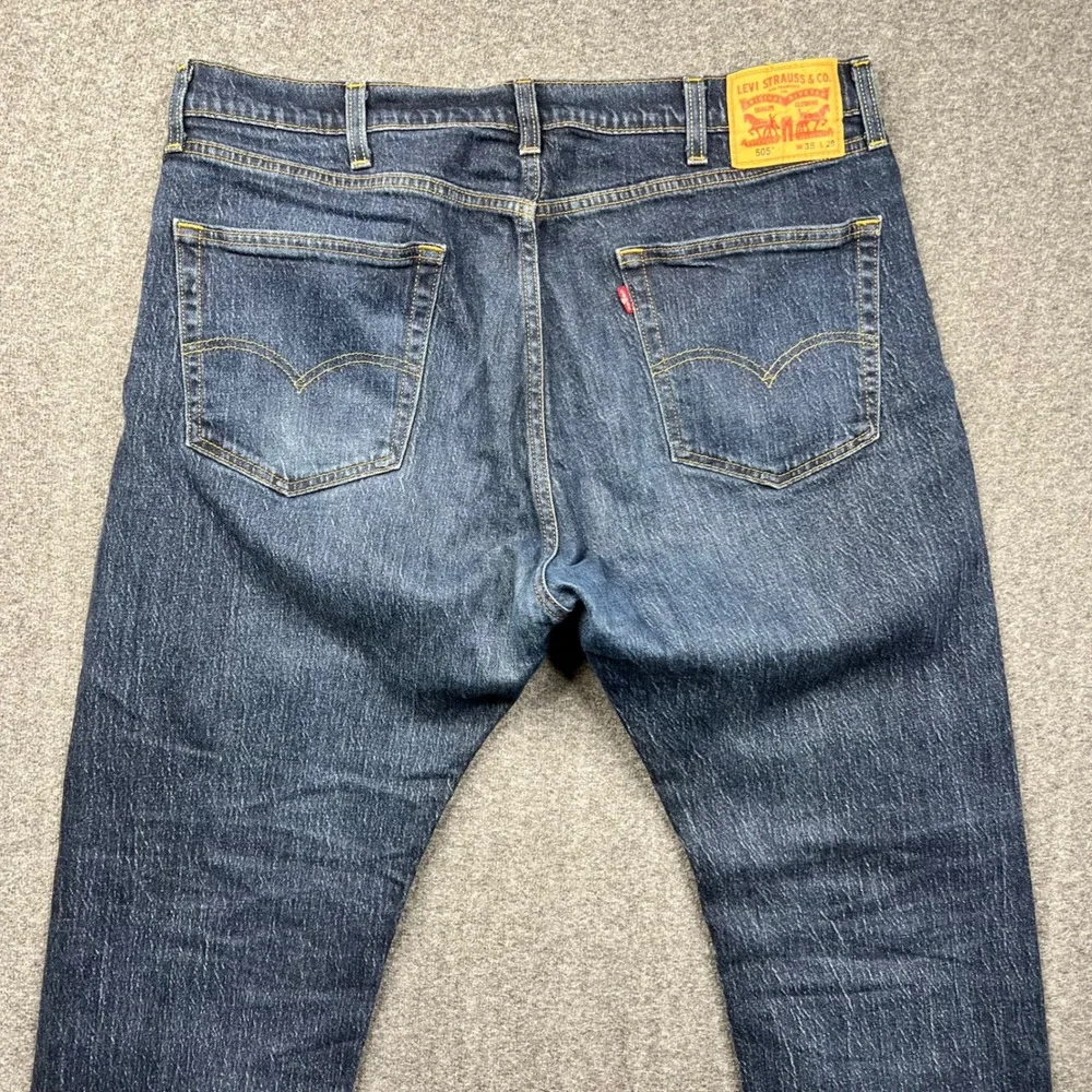 Levi's 505 Jeans Men 38x29 Blue Fits 38x28 Regular Straight Leg Dark Wash Denim
